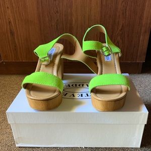 Neon Yellow chunky Platform heels